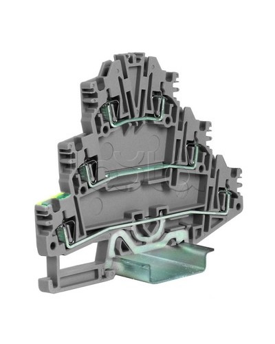 Зажим трех-уровневый c заземлением на нижнем уровне 2,5 кв.мм, серый DKC ZHL500GR в Симферополе Держатели, клипсы, скобы Pintop.ru