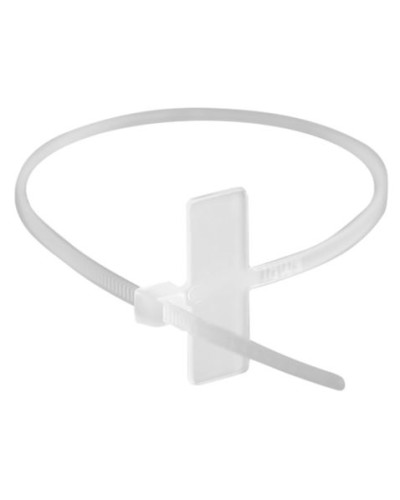 Хомут P6.6 маркировочный, белый, 2,5x100, горизонтальная табличка под замком 24,5x7,8 DKC 252100SR-M в Симферополе Стяжки-хомуты Pintop.ru