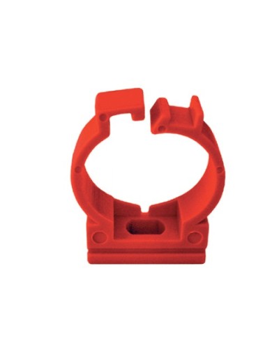 Держатель с защелкой для труб D25мм, АБС, цвет красный Экопласт (49625-50) в Симферополе Держатели, клипсы, скобы Pintop.ru