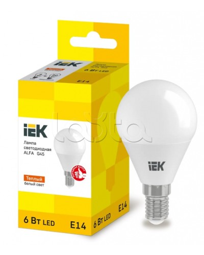 Лампа LED ALFA G45 шар 6Вт 230В 3000К E14 IEK (LLA-G45-6-230-30-E14) в Симферополе Источники света(Лампы) Pintop.ru