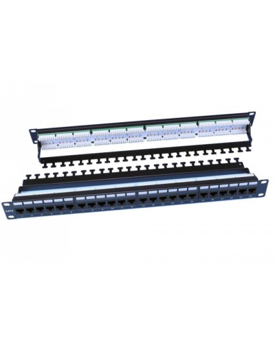 Патч-панель 19, 1U, 24 порта RJ-45, категория 6, Dual IDC, цвет черный Hyperline PP3-19-24-8P8C-C6-110D в Симферополе Патч панель Pintop.ru