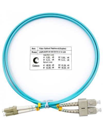 Шнур оптический duplex LC-SC 50/125 MM OM3 1 м LSZH Cabeus FOP-50-LC-SC-1M в Симферополе Патч-корды оптические Pintop.ru