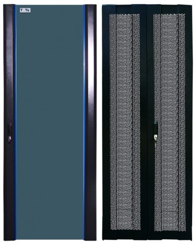 Комплект дверей 42U, 600 мм, черный, передняя - стекло, задняя - распашная перфорированна TWT TWT-CBB-DR42-6x-S-GP в Симферополе Аксессуары для стоек и шкафов Pintop.ru
