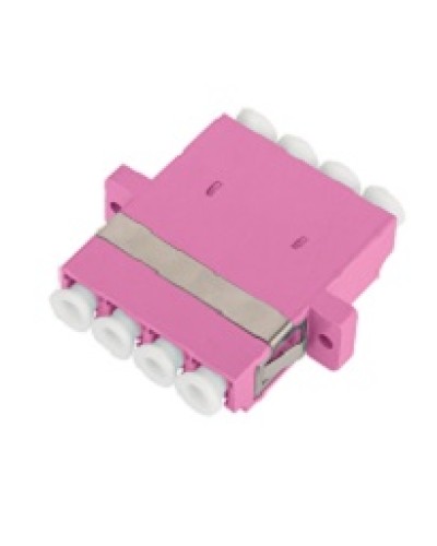 Адаптер NIKOMAX волоконно-оптический, соединительный, многомодовый, стандарта OM4, LC/UPC-LC/UPC, квадро, пластиковый, без шторки, с фланцами, маджента, уп-ка 2шт. в Симферополе Проходные адаптеры и розетки оптические Pintop.ru