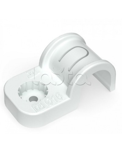 Крепеж-скоба пластиковая односторонняя для прямого монтажа серая в п/э д16 Промрукав (PR13.0368) в Симферополе Держатели, клипсы, скобы Pintop.ru