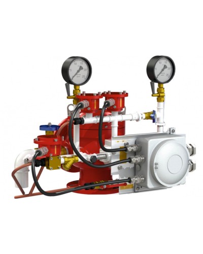 Узел управления дренчерный с комбинированным приводом Спецавтоматика УУ-Д100/1,6(Р,Э24,Г0,07)-ВФ.У3.1 (вариант с отводом) в Симферополе Устройства пуска водяного пожаротушения Pintop.ru