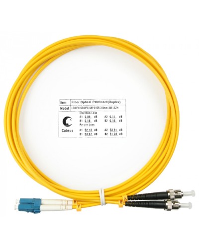 Шнур оптический duplex LC-ST 9/125 sm 3м LSZH Cabeus FOP(d)-9-LC-ST-3m в Симферополе Патч-корды оптические Pintop.ru