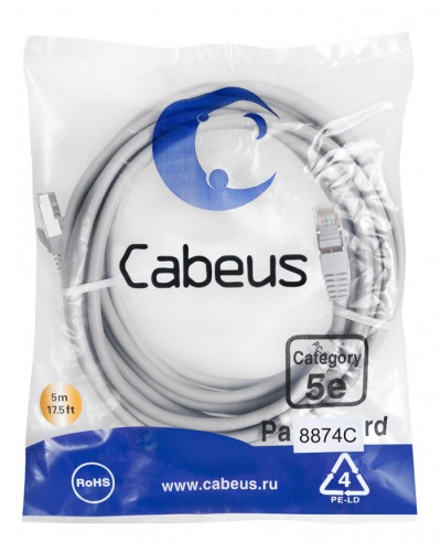 Патч-корд медный F/UTP кат.5е (10м) PVC (серый) Cabeus (PC-FTP-RJ45-Cat.5e-10m) в Симферополе Патчкорды (медные) Pintop.ru