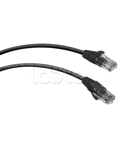 Шнур коммутационный 2xRJ-45/8P8C U/UTP кат.5е (1,5 м) Cabeus PC-UTP-RJ45-Cat.5e-1.5m-BK в Симферополе Патчкорды (медные) Pintop.ru