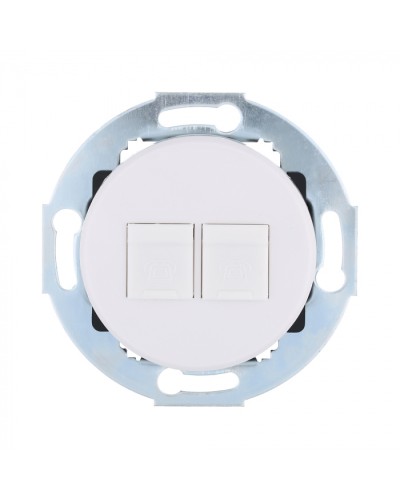 Розетка телефонная 2хRJ-12 с накладкой (белый) Vintage (885904-1) в Симферополе Розетки компьютерные и телефонные Pintop.ru