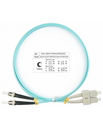 Шнур оптический duplex SC-ST 50/125 MM OM3 1 м LSZH Cabeus FOP-50-SC-ST-1M в Симферополе Патч-корды и пигтейлы Pintop.ru