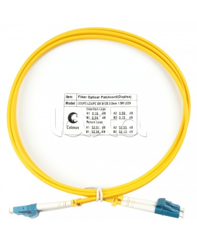 Шнур оптический duplex LC-LC 9/125 SM 1,5 м LSZH Cabeus FOP(d)-9-LC-LC-1,5M в Симферополе Патч-корды оптические Pintop.ru