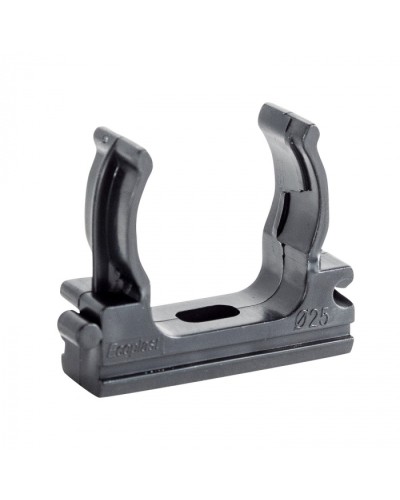 CF25G Держатель (клипса), без галогена, для труб D25мм, цвет чёрный (10шт) Экопласт (41725-10HF-BL) в Симферополе Держатели, клипсы, скобы Pintop.ru