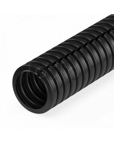 Труба гофрированная ПП безгалогенная (HF) разрезная черная dвн 7,0 мм, dнар 10,0 мм (250м/уп) Промрукав (PR02.0336) в Симферополе Труба гофрированная Pintop.ru