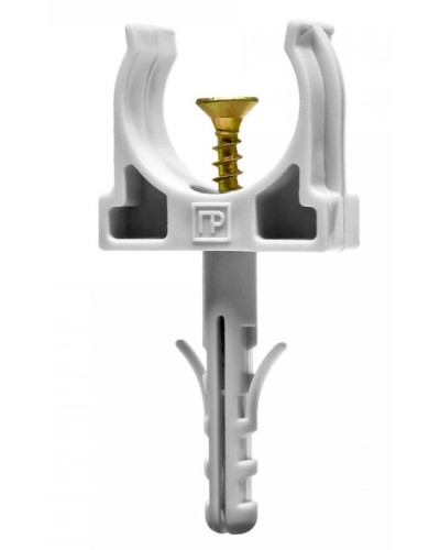 Крепеж-клипса с дюбелем и саморезом серая д20 в малой упаковке (10шт/900шт уп/кор) Промрукав (PR13.0308) в Симферополе Крепеж: Дюбели, шурупы, саморезы Pintop.ru