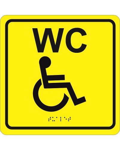 Табличка тактильная Hostcall MP-010Y3Туалет для инвалидов (200x200мм) желтый в Симферополе Система оповещения и трансляции Hostcall Pintop.ru