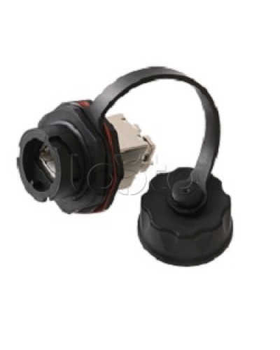 Индустриальный модуль-вставка NIKOMAX, Кат.6a (Класс Ea), 500МГц, RJ45/8P8C, 110/KRONE, T568A/B, экранированный, IP67, с защитной крышкой, черный NIKOMAX (NMC-KJSA2-IS-BK) в Симферополе Модули Keystone Pintop.ru