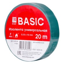 Изолента класс В (0,13х15мм) (20м.) зеленая EKF Basic (plc-iz-b-g)