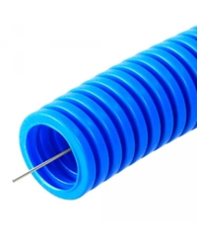 Труба гофрированная ПП лёгкая 350 Н безгалогенная (HF) синяя с/з д25 (50м/2600м уп/пал) Промрукав (PR02.0053) в Симферополе Труба гофрированная Pintop.ru