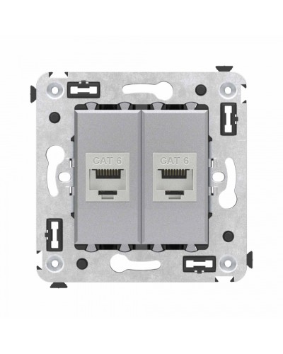 Компьютерная розетка RJ-45 в стену, кат.6 двойная экранированная, Avanti, Закаленная сталь DKC (4404794) в Симферополе Розетки компьютерные и телефонные Pintop.ru