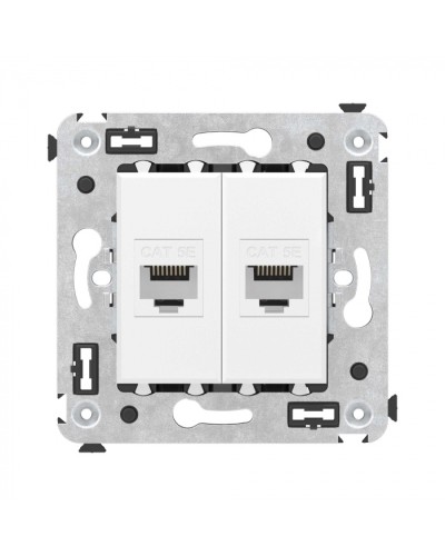 Компьютерная розетка RJ-45 без шторки в стену, кат.5е двойная, Avanti, Белое облако DKC 4400664 в Симферополе Розетки компьютерные и телефонные Pintop.ru
