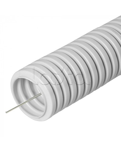 Труба ПВХ гибкая гофрированная д.16мм, лёгкая с протяжкой, 100м, цвет серый Cabeus (FCPL-16-PVC-100-1-GY) в Симферополе Труба гофрированная Pintop.ru