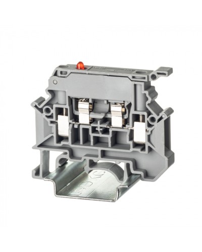 Клемма для предохранителя , винтовой зажим, 2 точки подключения, 4 кв.мм, серая DKC TUR-4-HESILED250 в Симферополе Клеммные колодки Pintop.ru