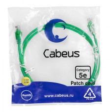 Патч-корд медный U/UTP кат.5е (1,5м) LSZH (зеленый) Cabeus (PC-UTP-RJ45-Cat.5e-1.5m-GN-LSZH)