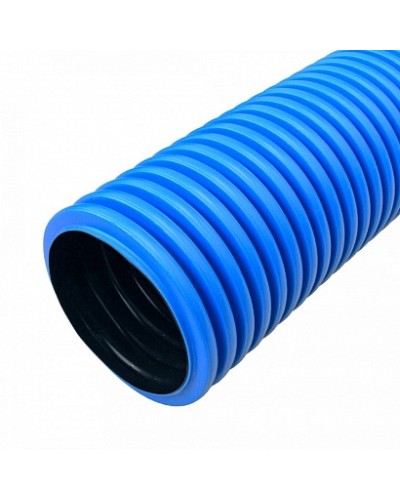 Труба гофрированная двустенная ПНД жесткая тип 450 (SN9) синяя д125 6м (36м/уп) Промрукав в Симферополе Труба гофрированная Pintop.ru