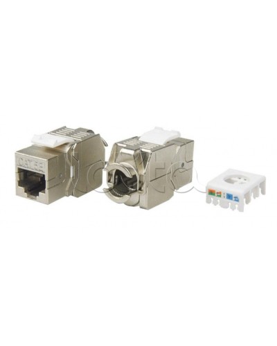 Вставка Keystone Jack RJ-45(8P8C) Hyperline KJ8-8P8C-C5e-180-TLS-SH-F-WH в Симферополе Модули Keystone Pintop.ru