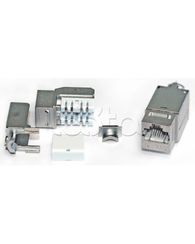 Вставка Keystone Jack RJ-45(8P8C), категория 6A, экранированная, 110 IDC, заделка с помощью NE-TOOL, белая Hyperline KJNE-8P8C-C6A-90-SH-F-WH в Симферополе Модули Keystone Pintop.ru