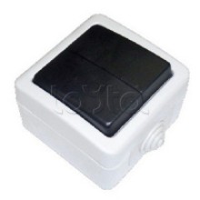 Экопласт EF602SA Переключатель 2-полюсный, двухклавишный с 2-х мест (сх.6+6) 10A (сер.)