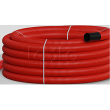 NR110 Двустен. труба ПНД гибкая откр. прокладки, SN12 с зондом, D110мм (50м) красн. Экопласт (801110HFR-UF-RD)