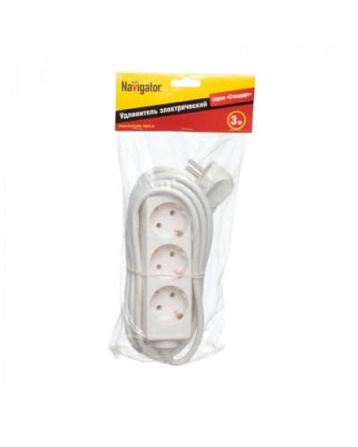 Удлинитель Navigator 94 179 NPE-S-03-300-E-3x1 с/з 3 гн. 3м в Симферополе Блоки розеток Pintop.ru