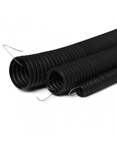 Труба гофрированная с зондом 50 мм.из ПНД, трудногорючая, безгалогенная FRHFгибкая со стальной протяжкой (черный) ПожТехКабель 713-006 (15 м) в Симферополе Труба гофрированная Pintop.ru