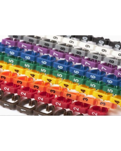 Маркеры (клипсы) на кабель, защелкивающиеся D 6-7мм, 0-9, 10 цветов (100 шт) Hyperline MA-67-R в Симферополе Держатели, клипсы, скобы Pintop.ru