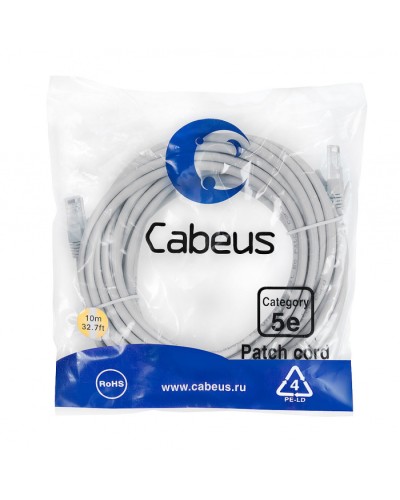 Патч-корд медный U/UTP кат.5е (15м) LSZH (серый) Cabeus (PC-UTP-RJ45-Cat.5e-15m-LSZH) в Симферополе Патчкорды (медные) Pintop.ru