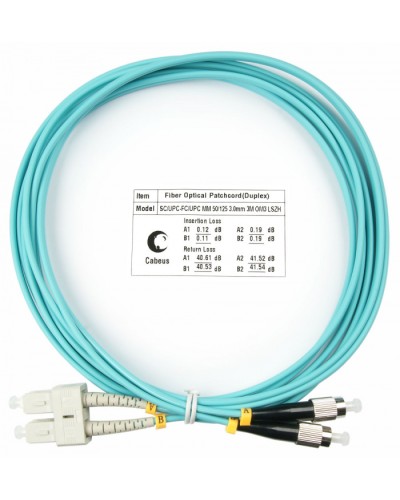 Шнур оптический duplex SC-FC 50/125 mm OM3 3м LSZH Cabeus FOP-50-SC-FC-3m в Симферополе Патч-корды и пигтейлы Pintop.ru