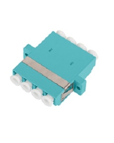 Адаптер NIKOMAX волоконно-оптический, соединительный, многомодовый, стандарта OM3, LC/UPC-LC/UPC, квадро, пластиковый, без шторки, с фланцами, аква, уп-ка 2шт. в Симферополе Проходные адаптеры и розетки оптические Pintop.ru