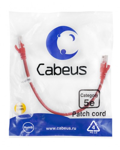 Патч-корд медный U/UTP кат.5е (0,3м) LSZH (красный) Cabeus (PC-UTP-RJ45-Cat.5e-0.3m-RD-LSZH) в Симферополе Патчкорды (медные) Pintop.ru