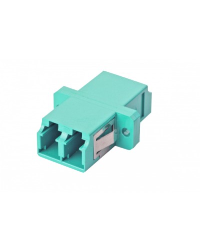 Оптический адаптер OM3, дуплекс LC, с фланцами, бирюзовый Eurolan (36A-30-2L-02AQ) в Симферополе Проходные адаптеры и розетки оптические Pintop.ru