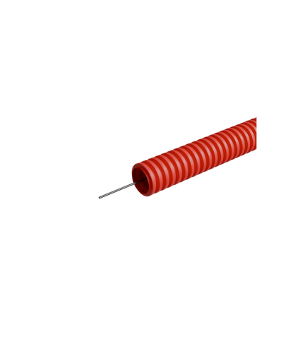 Труба гофрированная ПНД лёгкая d32 мм с зондом трудногорючая безгалогенная (HFFRLS), (уп. 50 м) КМ-профиль (KM-FRTG-32) в Симферополе Труба гофрированная Pintop.ru