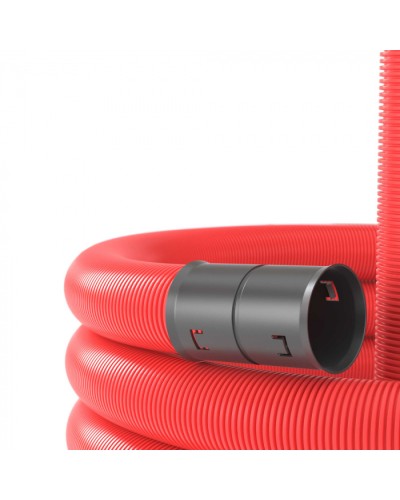 Двустенная труба ПНД гибкая для кабельной канализации д.40мм с протяжкой, SN18, 500Н, 50м, красный DKC 121940 в Симферополе Труба гофрированная Pintop.ru