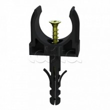 Крепеж-клипса с дюбелем и саморезом черная д16 (100шт/1500шт уп/кор) Промрукав (PR13.0219)