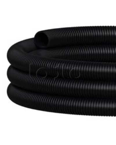 NR050 Двустен. труба ПНД гибкая откр. прокладки, SN26, с зондом, D50мм (50м) чёрный Экопласт (801050HFR-UF-BL) в Симферополе Труба гофрированная Pintop.ru