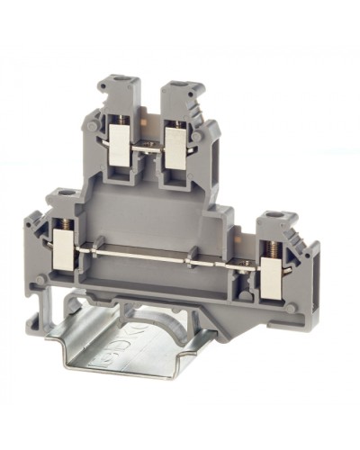 Клемма двухуровневая, винтовой зажим, 4 точки подключения, 2.5 кв.мм, серая DKC (KRUKB-3) в Симферополе Клеммные колодки Pintop.ru