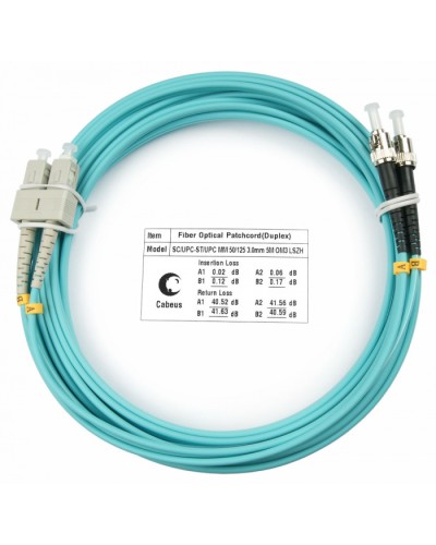 Шнур оптический duplex SC-ST 50/125 mm OM3 20м LSZH Cabeus FOP-50-SC-ST-20m в Симферополе Патч-корды и пигтейлы Pintop.ru