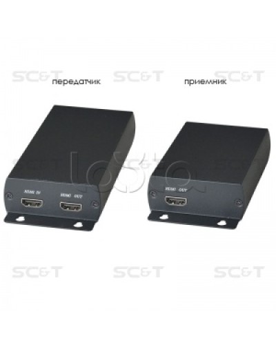 Комплект (передатчик + приёмник) для передачи HDMI по одному кабелю витой пары SC&T HE03 в Симферополе Видеоусилители, Модуляторы, Делители Pintop.ru