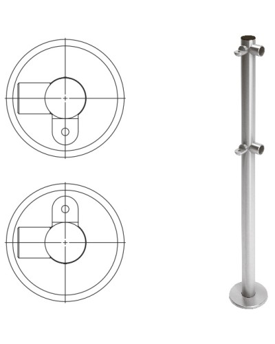Стойка ограждения L-образная с 2-мя полупетлями слева (антик серебро) Oxgard в Симферополе Ограждения Pintop.ru