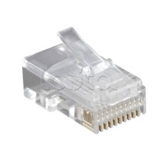 Разъем RJ-50(10P10C), универсальный (для одножильного и многожильного кабеля), для круглого кабеля, напыление 6µ"/ 6 микродюймов (10шт) Hyperline PLUG-10P10C-U-06